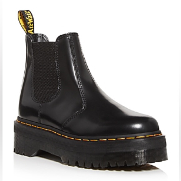 Dr Martens 2976 Quad Platform Chelsea Boots Womens 11 Mens 10 Black Leather New - Picture 3 of 12